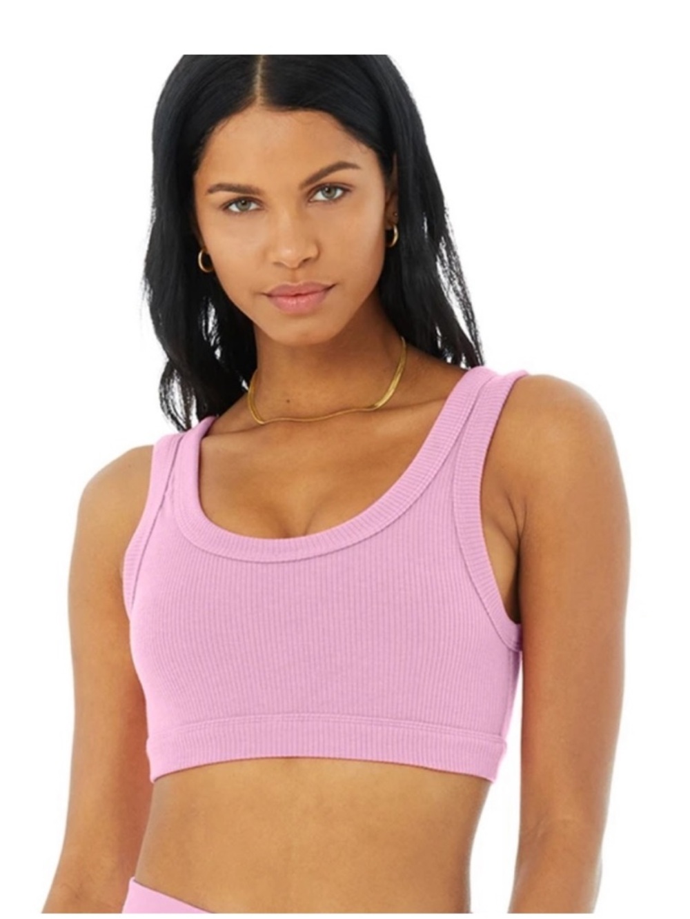 ALO Yoga Lavender Ribbed Seamless Sports Bra